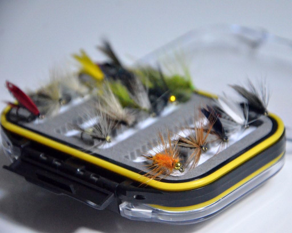Outdoor Planet Double Side Waterproof Pocketed Fly Box + Assorted Trout Fly Fishing Lure Pack of 15 Pieces Fly Lure : Sports & Outdoors