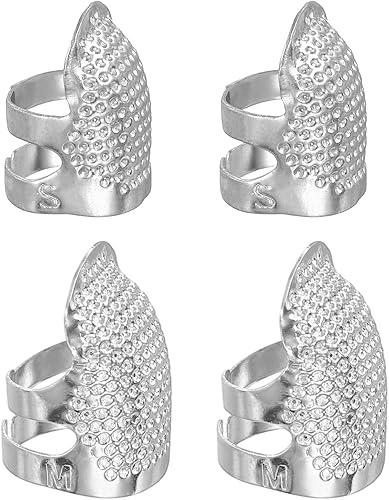 PATIKIL Dedal De Costura, 4 Pcs Dedales Metálicos Para Costura A Mano Protector 