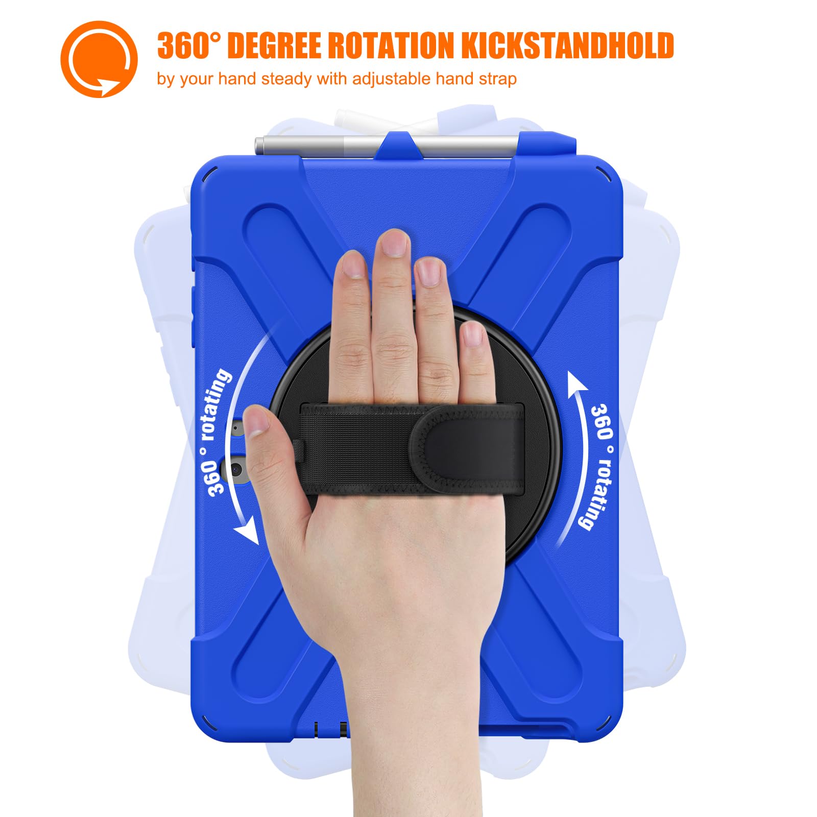 Cover Custodia Protettiva Per Surface Go 4 10.5 Pollici 2023 & Surface Go 3 10.5 Pollici 2021 Resistente Agli Urti Con Cavalletto Rotante A 360 Gradi, Cinturino A Mano E Porta Penna - 7