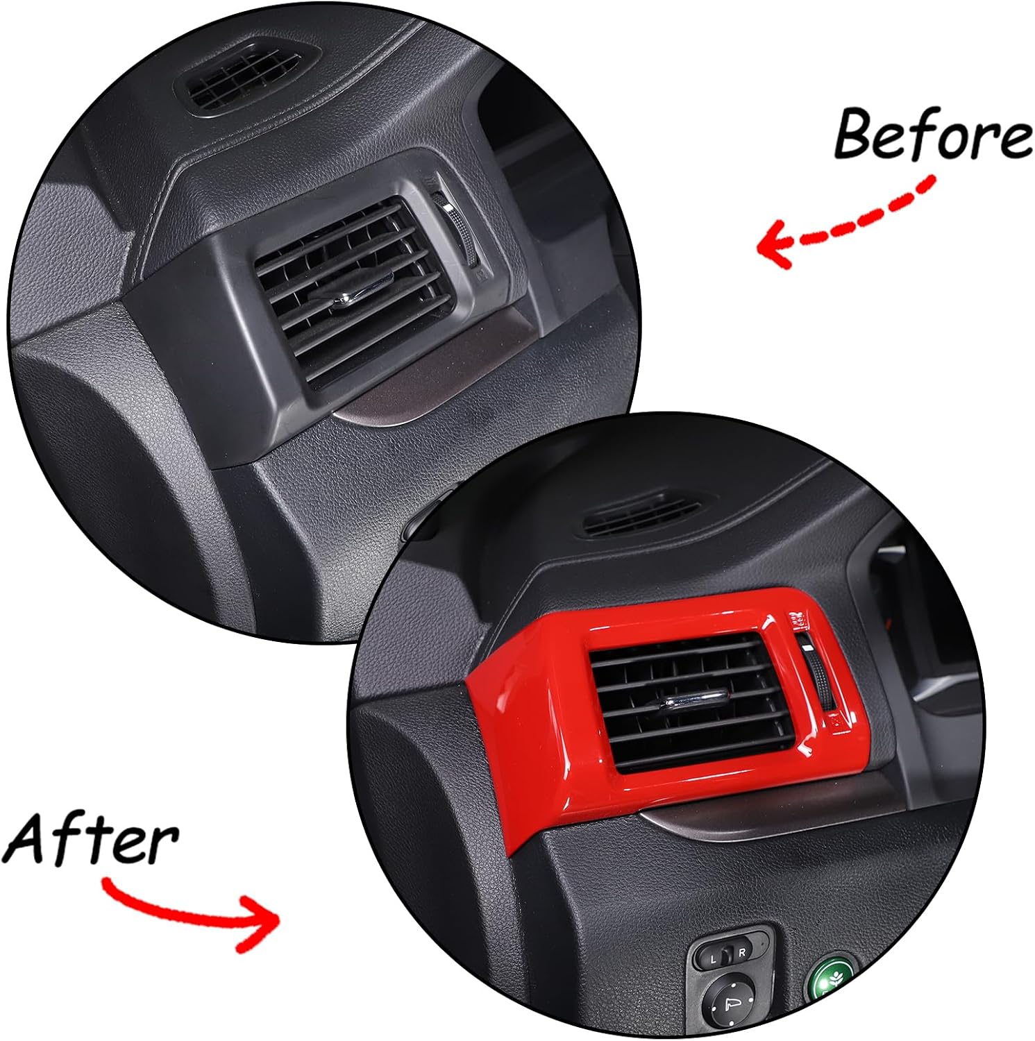 ABS Car Central Control Side Air Outlet Frame,Fit for Honda Pilot 2016-2022,Honda Ridgeline 2017-2023,Honda Passport 2019-2023,Dashboard Both Side Air Outlet Decorative Frame (Red)