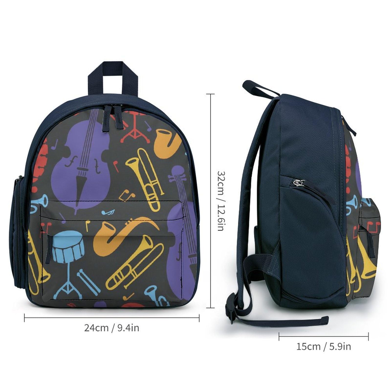 RQZWDQ Trumpet Musical Instrument Pattern Small Backpack Bags Mini Backpack Purse for Women Men Adjustable Daypack Rucksack Travel Holder Bookbags Shopping Bags