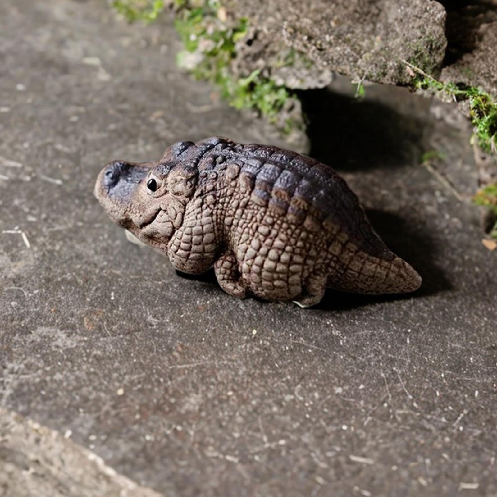 N/a Cerâmica Argila Mini Jacaré Escultura Chá Pet Miniatura Kung