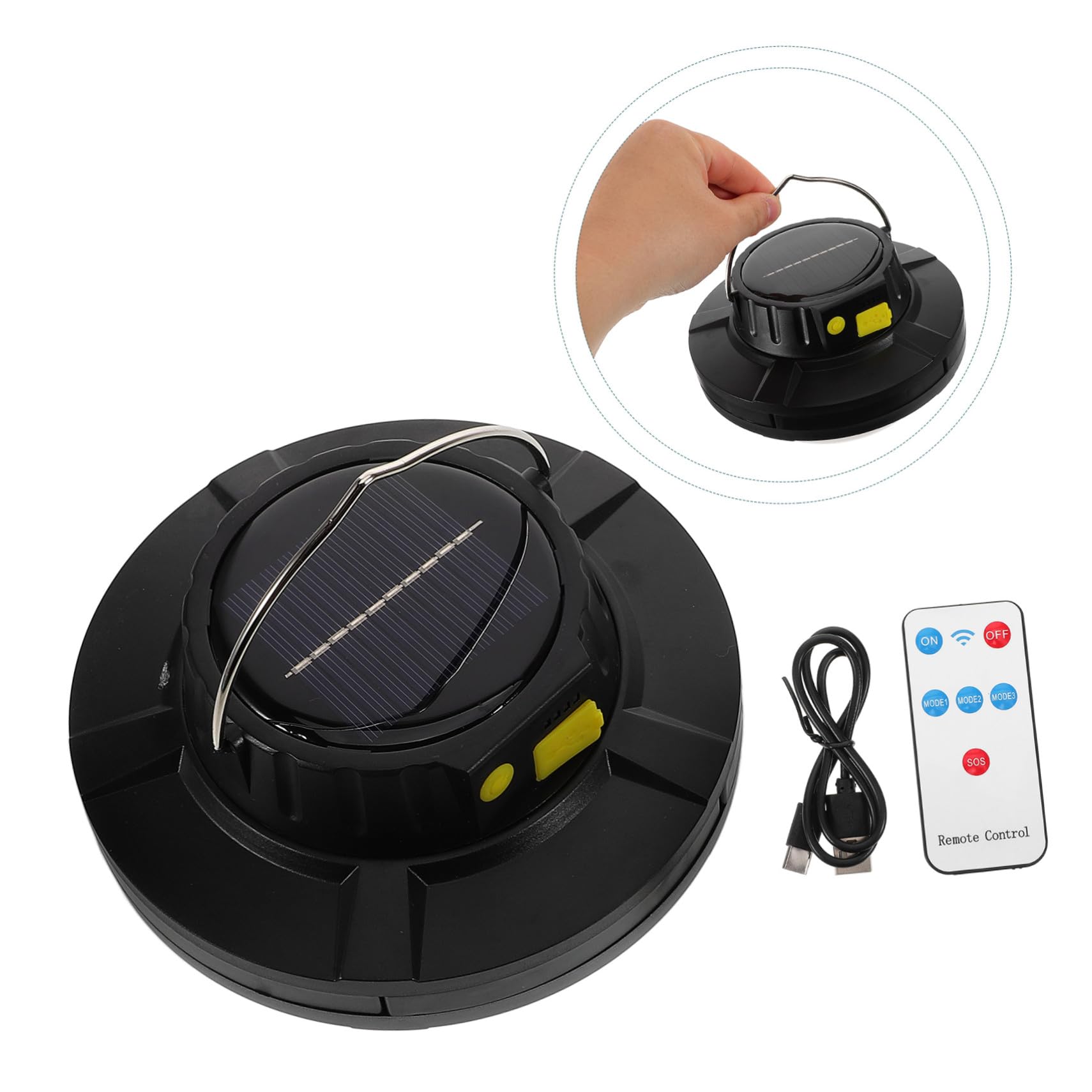 Linterna Solar Camping Recargable USB Luz Emergencia Portátil Rotativa para Senderismo y Viajes al Aire