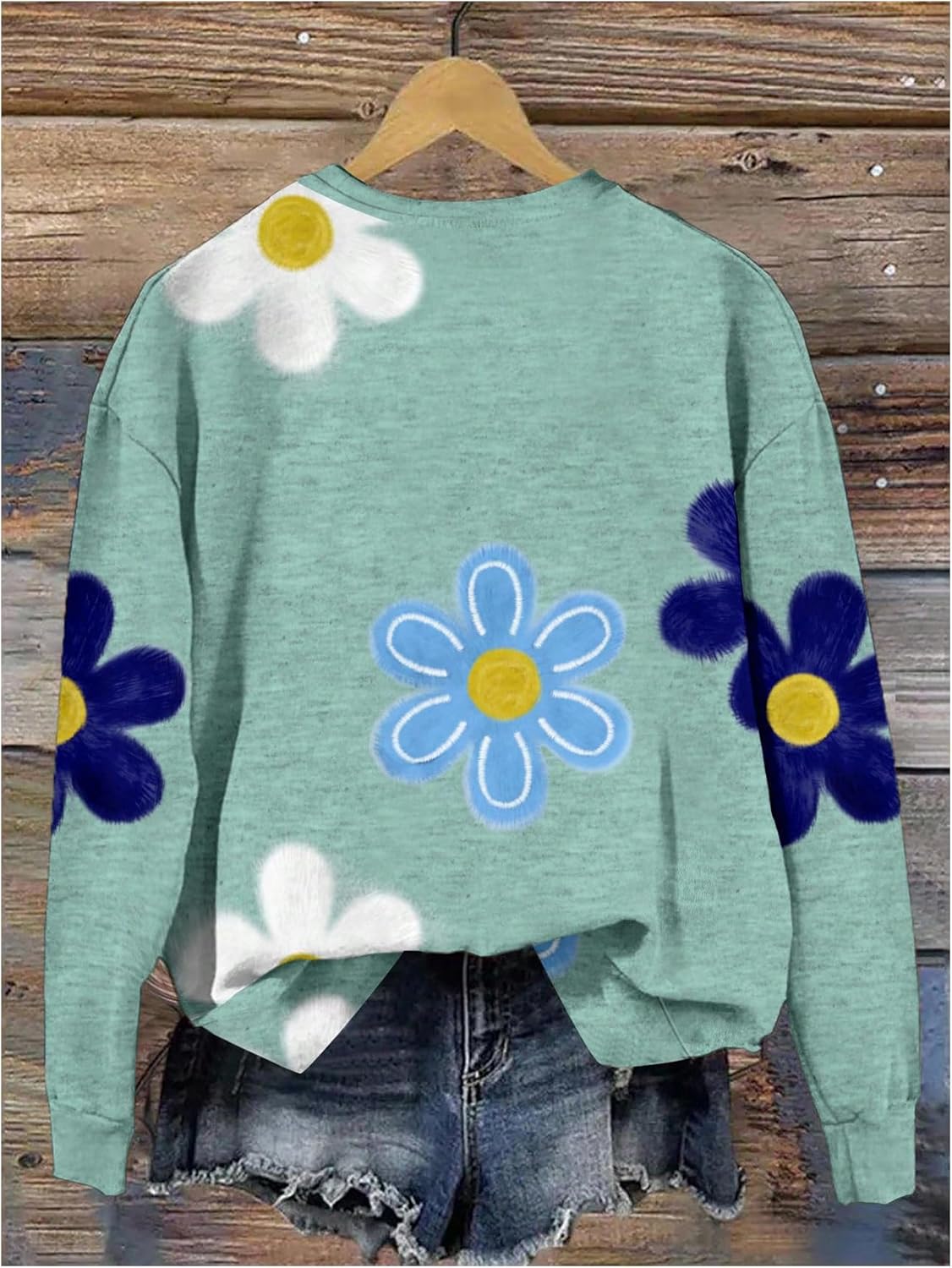 Women's Floral Sweatshirt Long Sleeve Crew Neck Pullover Tops - Image 2