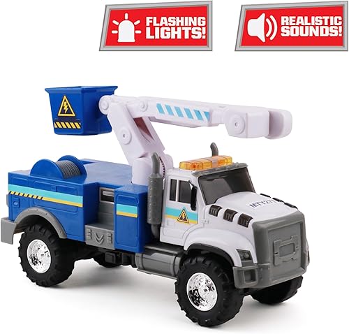Miniatura 2 de Mighty Fleet Rescue Force Tough CAB Cherry Picker Toy Truck - Realistic Lights & Sounds, Movable Cherry Picker Arm, Durable Plastic Construction