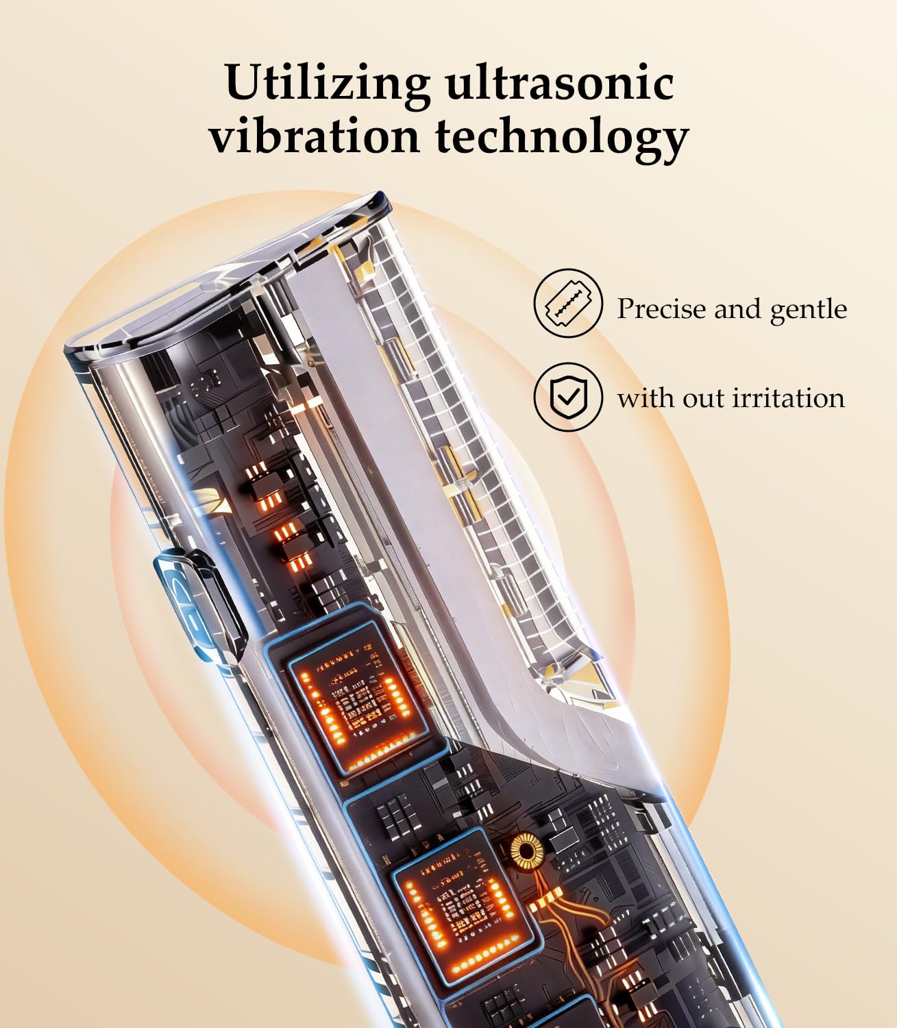 Sonic Dermaplaning for Women Face 【Ultrasonic Precision Hair Removal】Rechargeable dermaplane razor for women face 【Gentle Exfoliation】3-speed adjustment & White LED Light,10 Replacement Blades