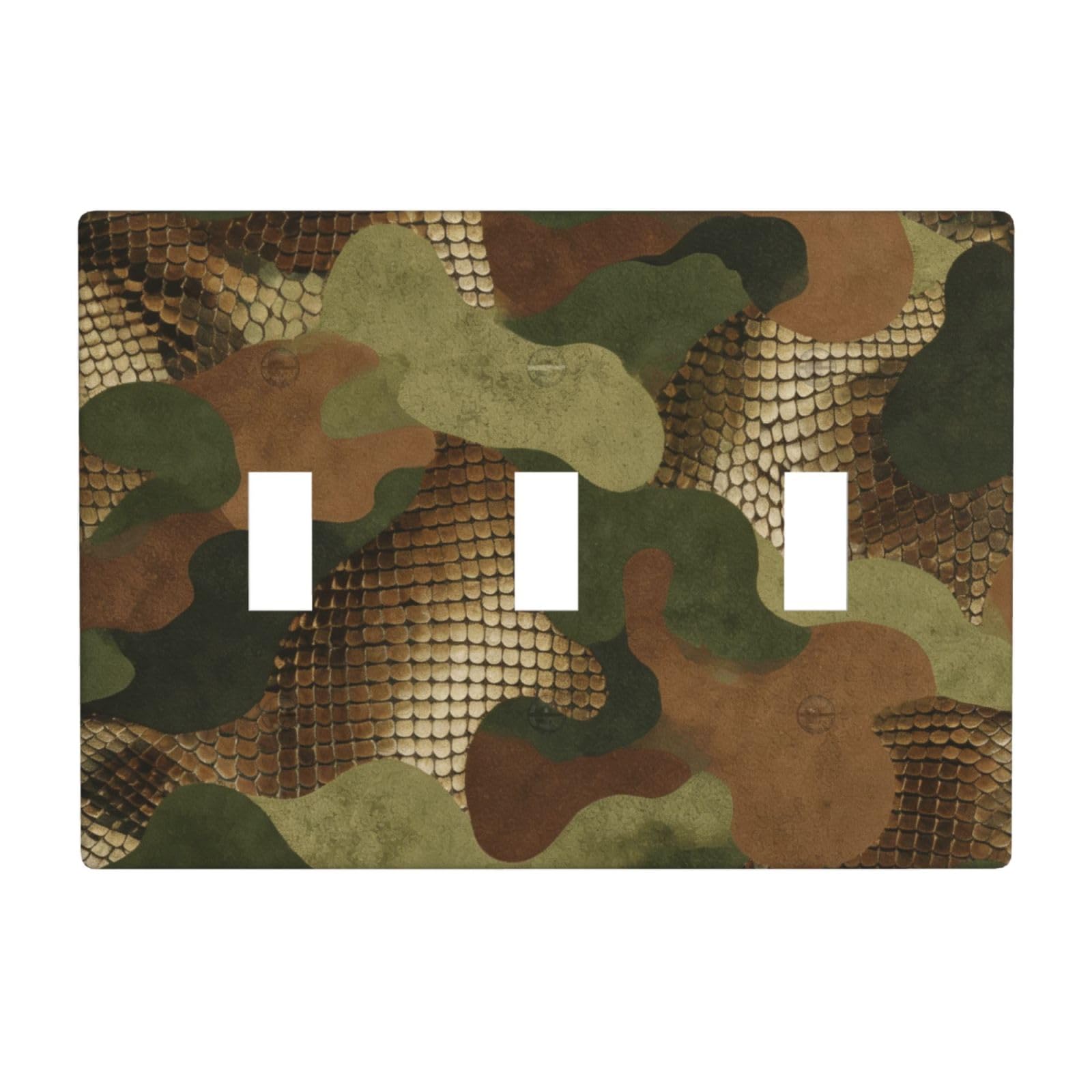 Camouflage 3 Gang Switch Plate Cover-Unbreakable Polycarbonate Wall Plate, Heat Resistant Toggle Switch Decor for Home