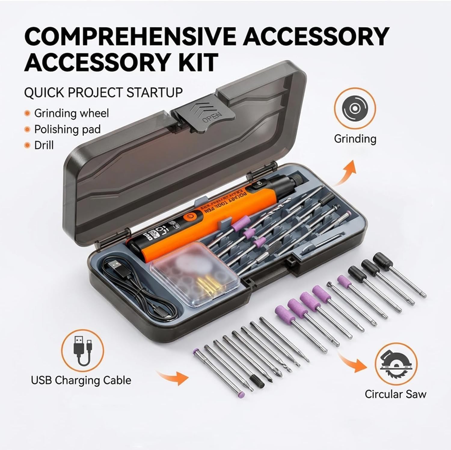 Cordless Rotary Tool Kit with LED Digital Display, Variable Speed for DIY Crafts Wood Metal Hobby