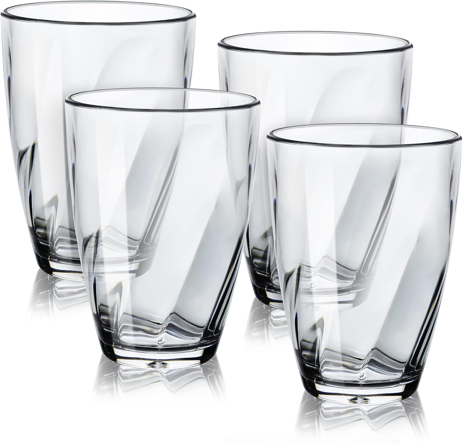 Plastic Glasses, 350ml Stackable Plastic Glasses Set of 4, Dishwasher