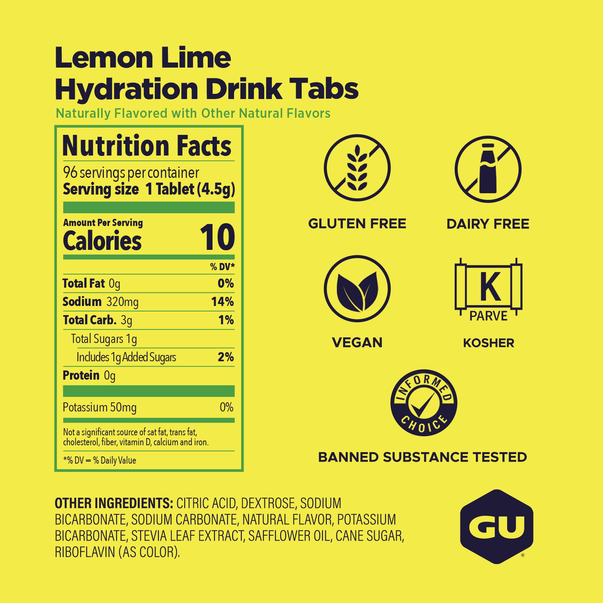 GU Brew Hydration Drink Tabs (Elektrolyt-Brausetabletten), Lemon Lime (Zitrone-Limette), 8 Stück