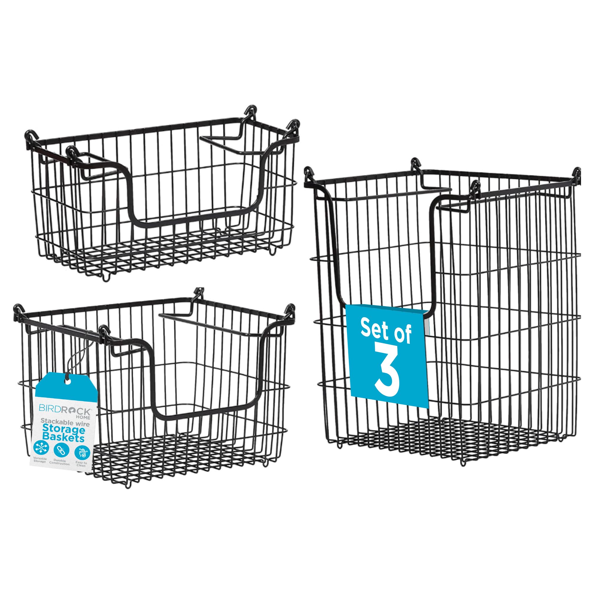 Paniers de rangement empilables en fil métallique pour la maison