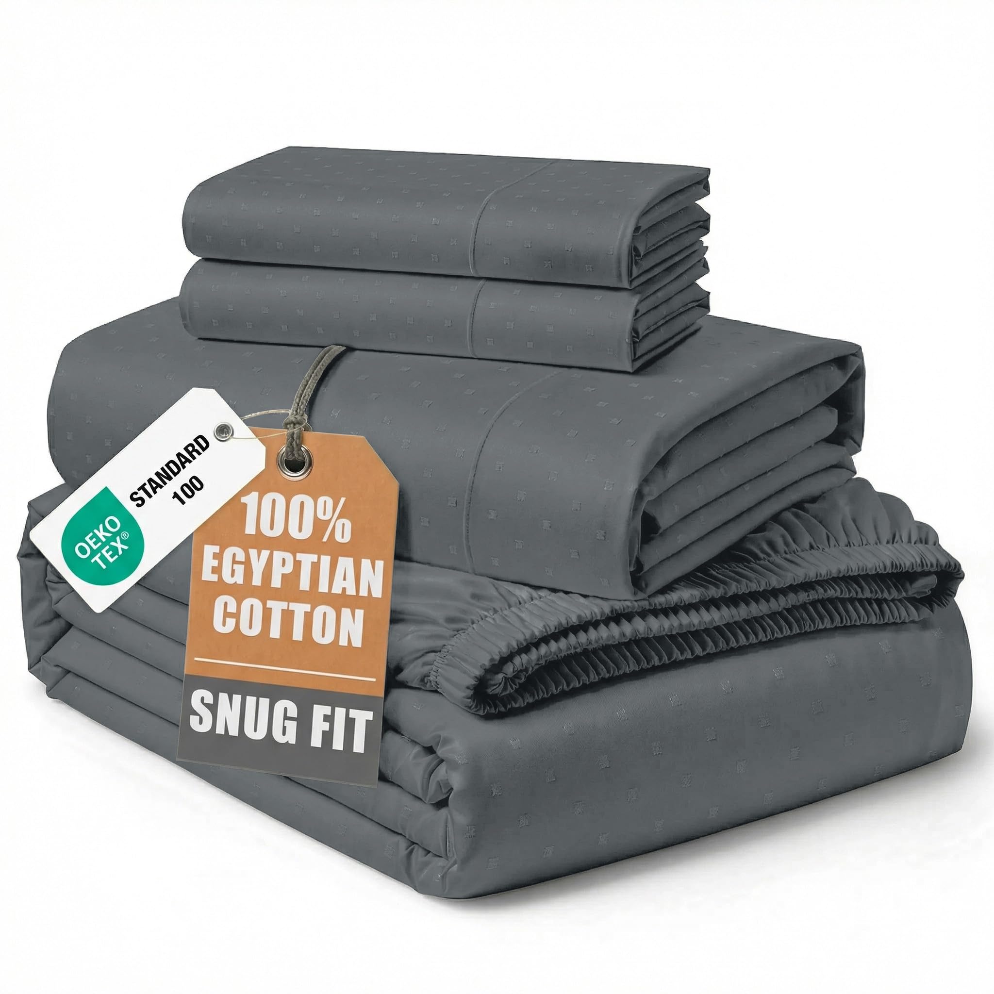 Lane Linen Egyptian Cotton Queen Swiss Dot Charcoal