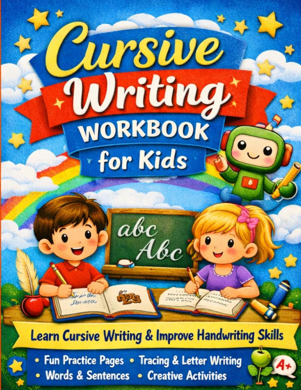 Cursive Handwriting for Kids: A Fun and Engaging Workbook to Improve Writing Skills: Master Cursive Writing with Easy-to-Follow Exercises for Kids - ... & Lowercase Letters, Numbers, and Words
