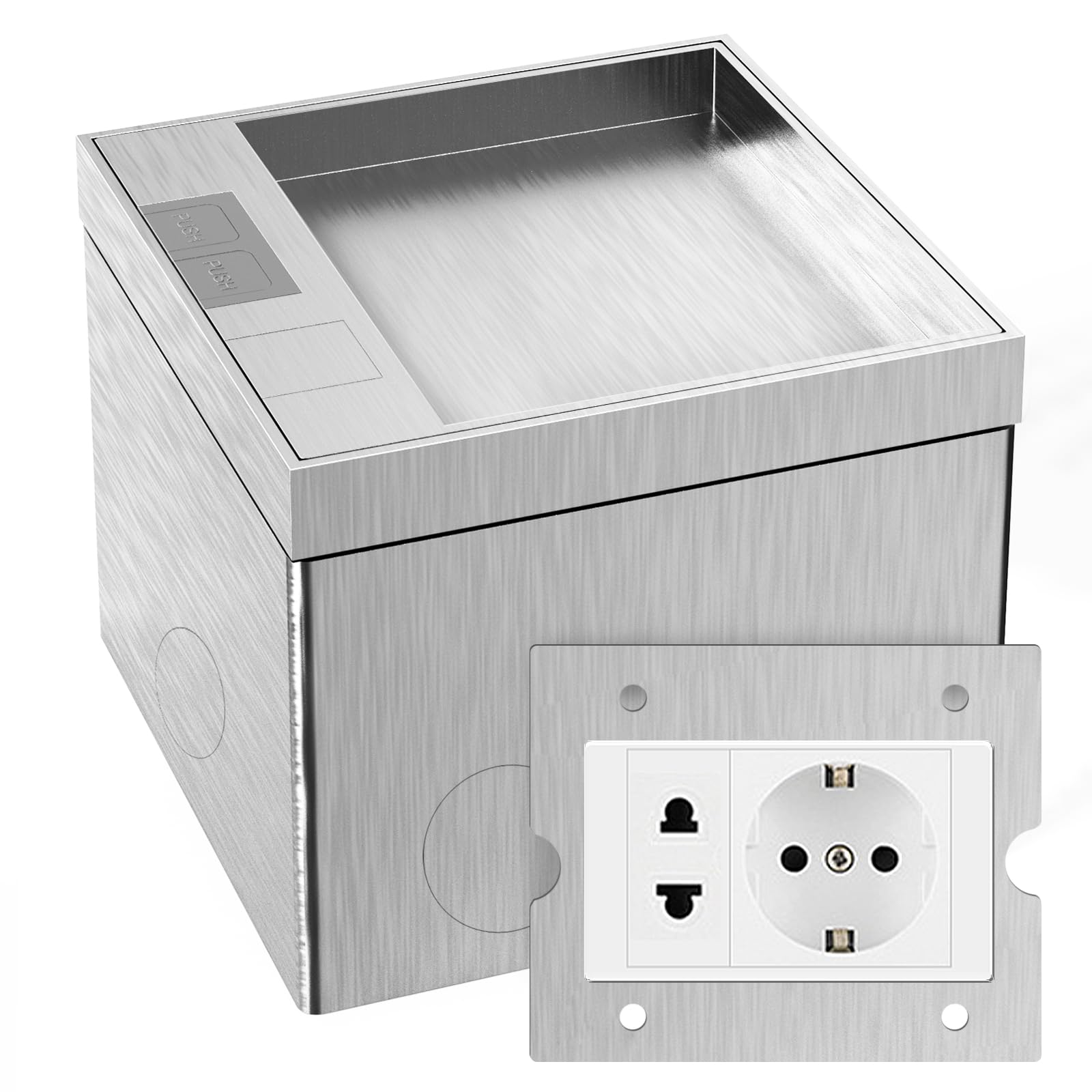 EU Recessed Socket, Stainless Steel Floor Socket, PC, Waterproof, Flush-mounted Box, AC250 V, Solution For Floor Socket For Indoor And Outdoor Use - View #12