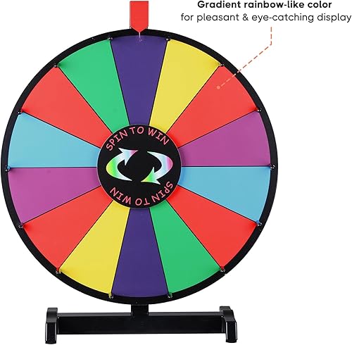 Miniatura 3 de WinSpin juego giratorio tablero redondo de 18 pulgadas rueda colorida con 14 posiciones con premios editables marcadores