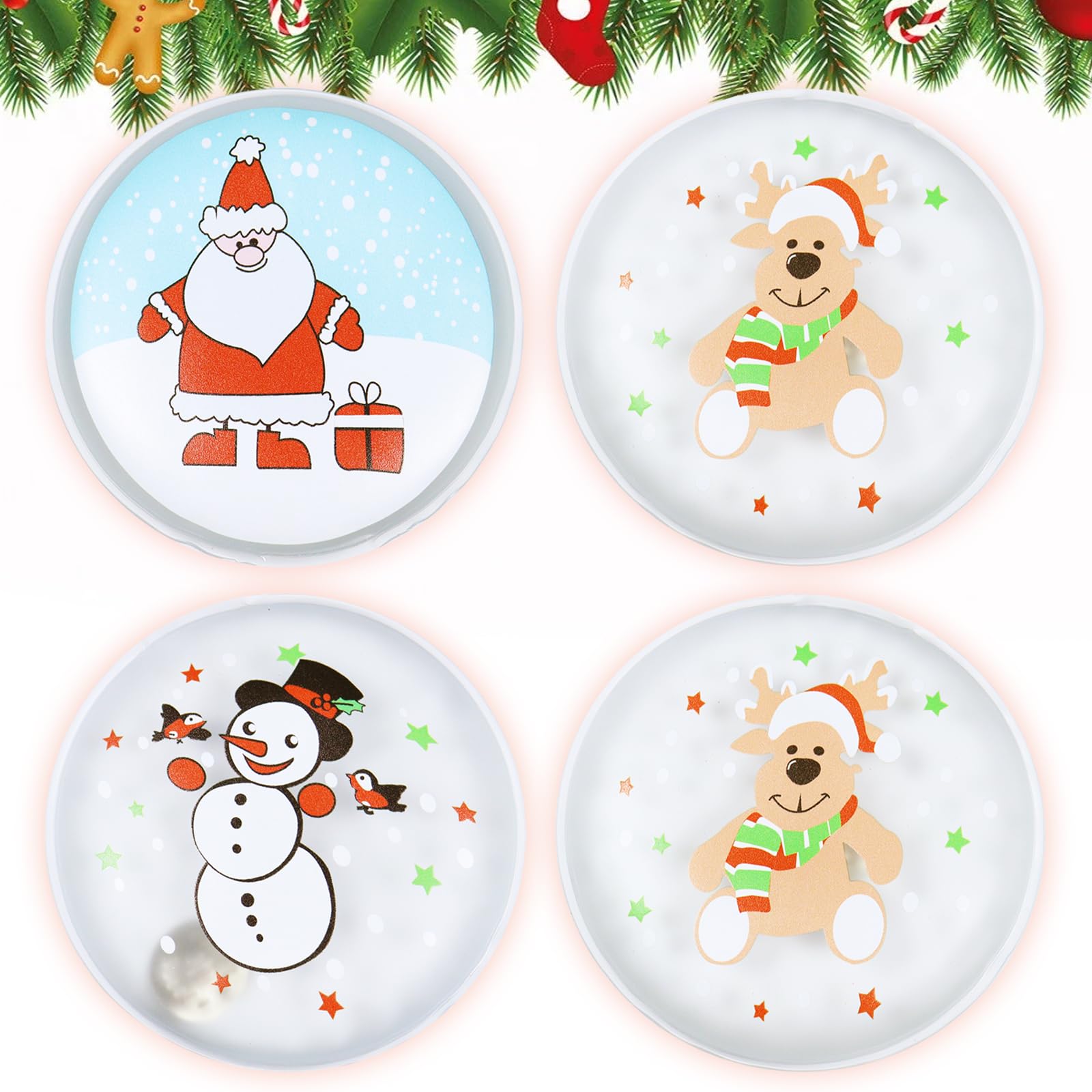 Scaldamani Riutilizzabile, 4 Pezzi Scaldamani Natalizi, Scaldatasche Tascabili per Bambini, Mini Riscalda Mani Gel Portatile Scaldini Mano per Fredde Giornate Invernali, Viaggi, Campeggio, Ufficio