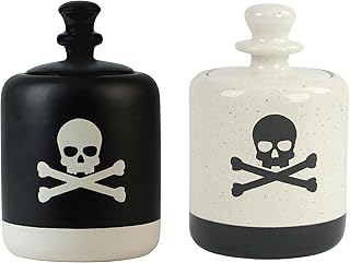 10 Strawberry Street Halloween Poison Bottle Ceramic Cookie Jar/Canister, Set of 2, Black/White
