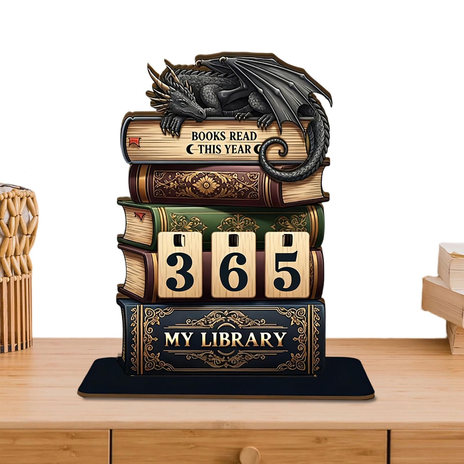 Contador de lectura de madera con sistema de bloques para bibliotecas