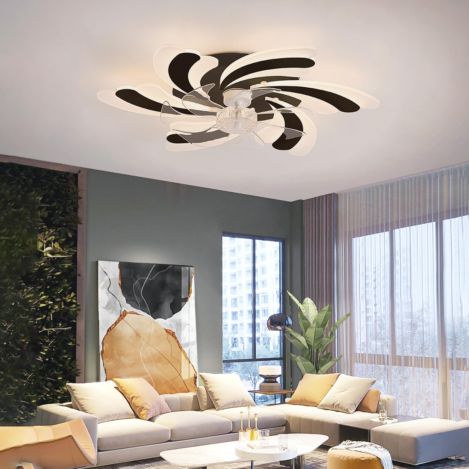 Ventilatore A Soffitto ATEEZ Con Luce LED E Telecomando, Motore CC, 6 Velocità, Nero - 4