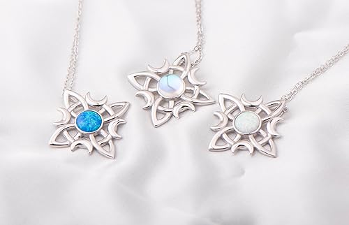 Miniatura 5 de Collar de nudo de brujas Nudo de Bruja con colgante original de tetragrammaton amuleto de protección de plata de ley 925 Wicca Luna irlandesa celta