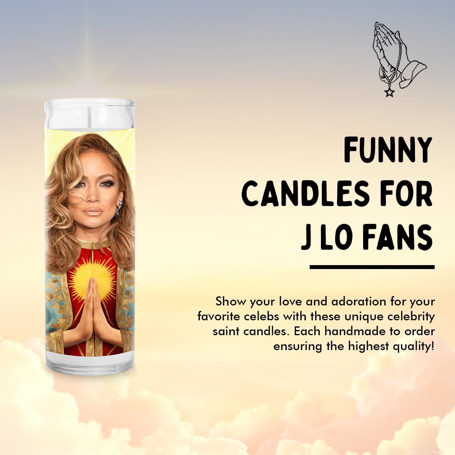 Jennifer Celebrity Glass Jar Candle – Unscented Handmade Soy Wax Votive Candle – Unique Gift for Pop Music Fans & Movie Lovers – Home Decor Collectible for Living Room & Office – 8 Inch