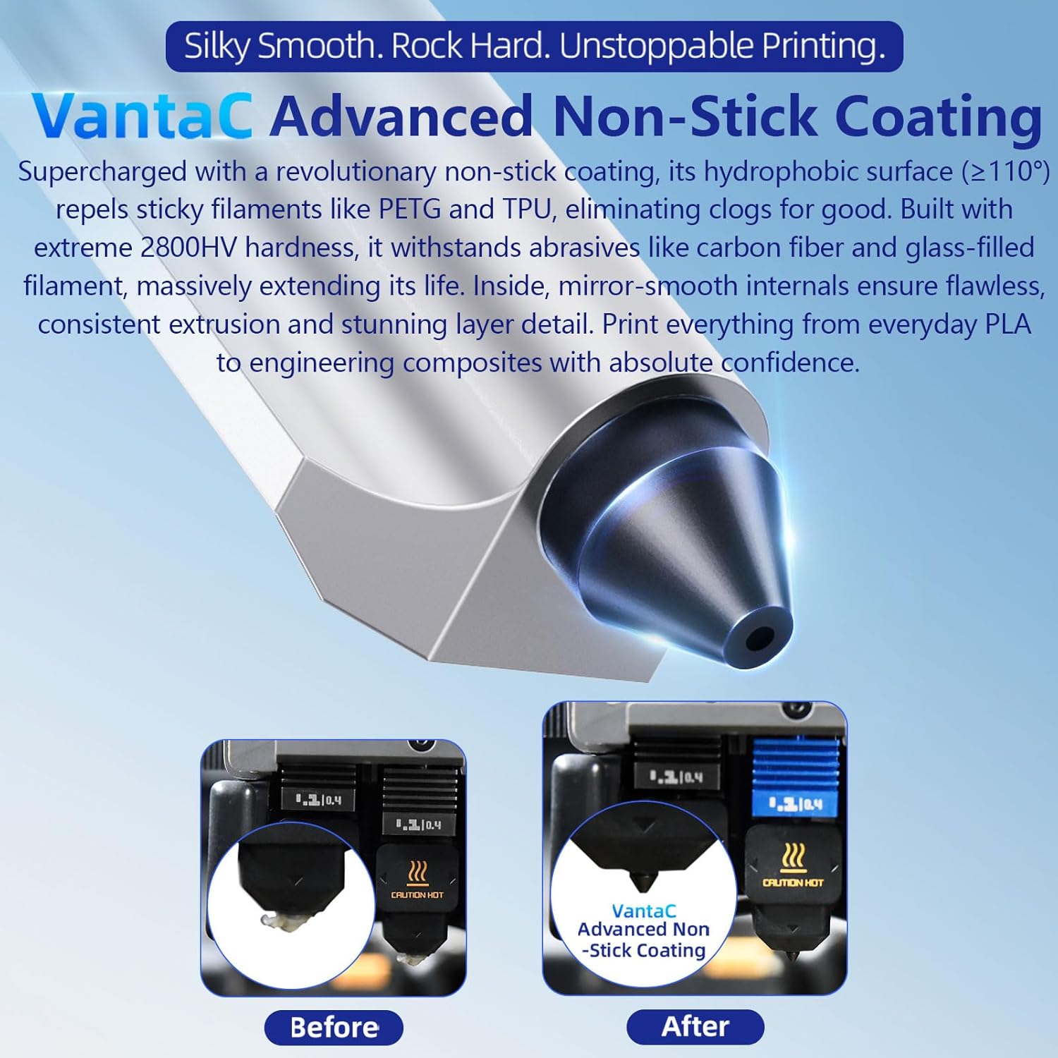 BIQU Panda Juicer 2-Pack Hotend Kit for Bambu-Lab P2S 3D Printer, VantaC-Coated Hardened Steel Nozzle 0.4mm, Upgraded High Temp Hot End Kit, with 5 PCS Silicone Socks, Standard Flow