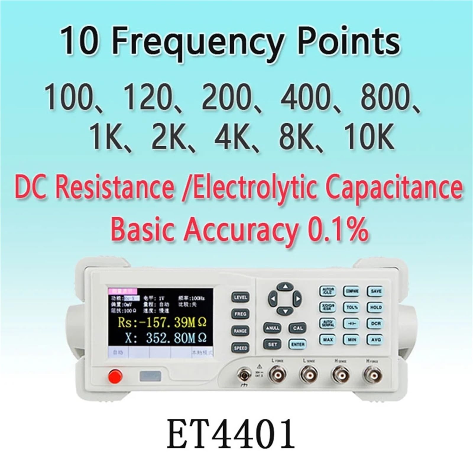 Medidor LCR, Medidor LCR de escritorio digital Brid serie ET44/ET45, frecuencia 10 K-100 KHz, pantalla TFT 3,5 pulgadas y 1/2 dígitos, medidor(10kHz ET4401)
