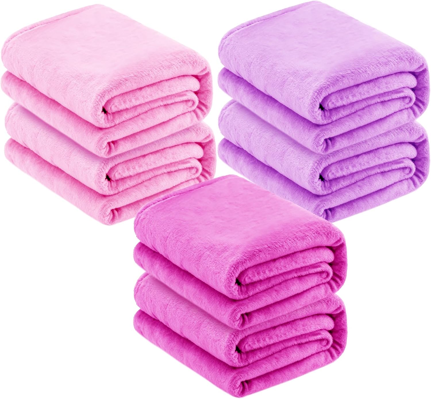 6 Pcs Fleece Sleepover Blankets for Girls Fleece Soft Blankets Fluffy Throw Blanket for Spa Slumber Movie Night Wedding Party, Pink, Purple, Rose Red, 40"x60"