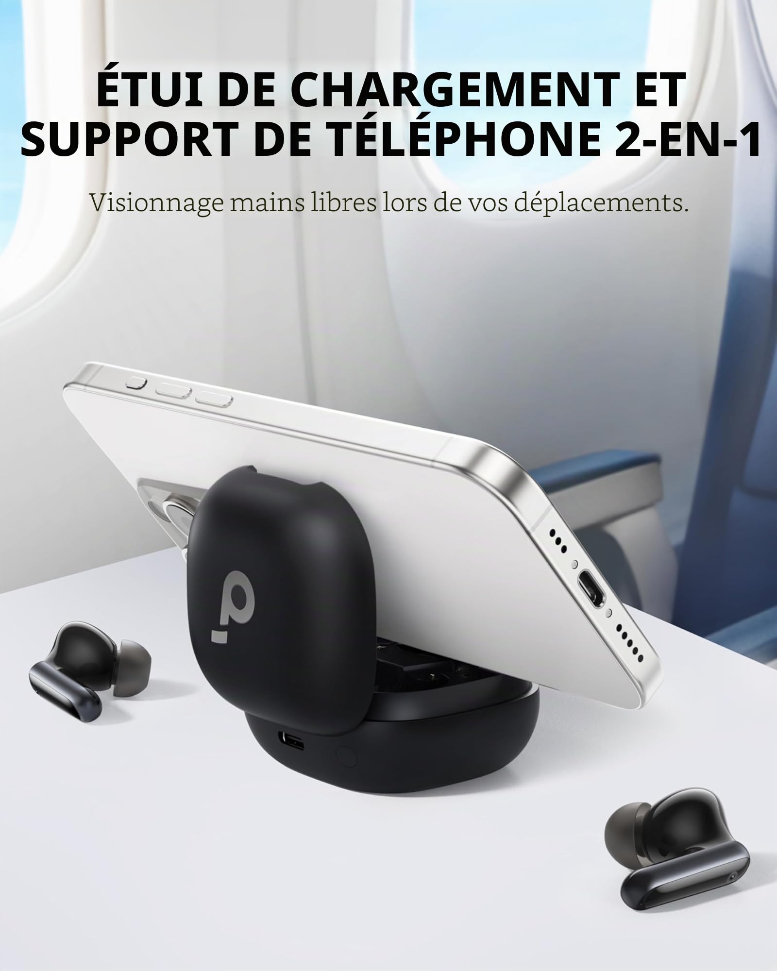 Soundcore Ecouteurs Bluetooth sans Fil P40i by Anker, Réduction de Bruit Adaptable, Basses puissantes, 60 Heures d'autonomie, 2-1 étui et Support de téléphone, IPX5, Charge sans Fil, Bluetooth 5.3