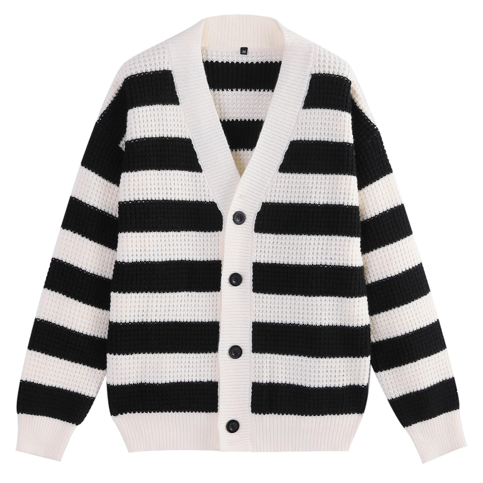 GOLYOY Cardigan Sweaters for Men with Buttons Casual Classical Striped Sweater Oversized Techwear Comfy Streetwear Fashion