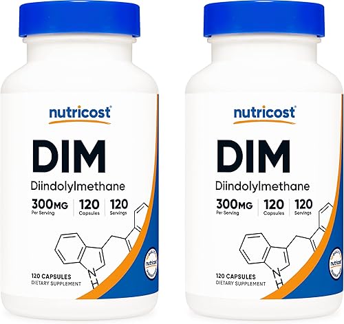 Nutricost DIM (diindolilmetano) 300 mg, 120 cápsulas con BioPerine (2 Botellas)