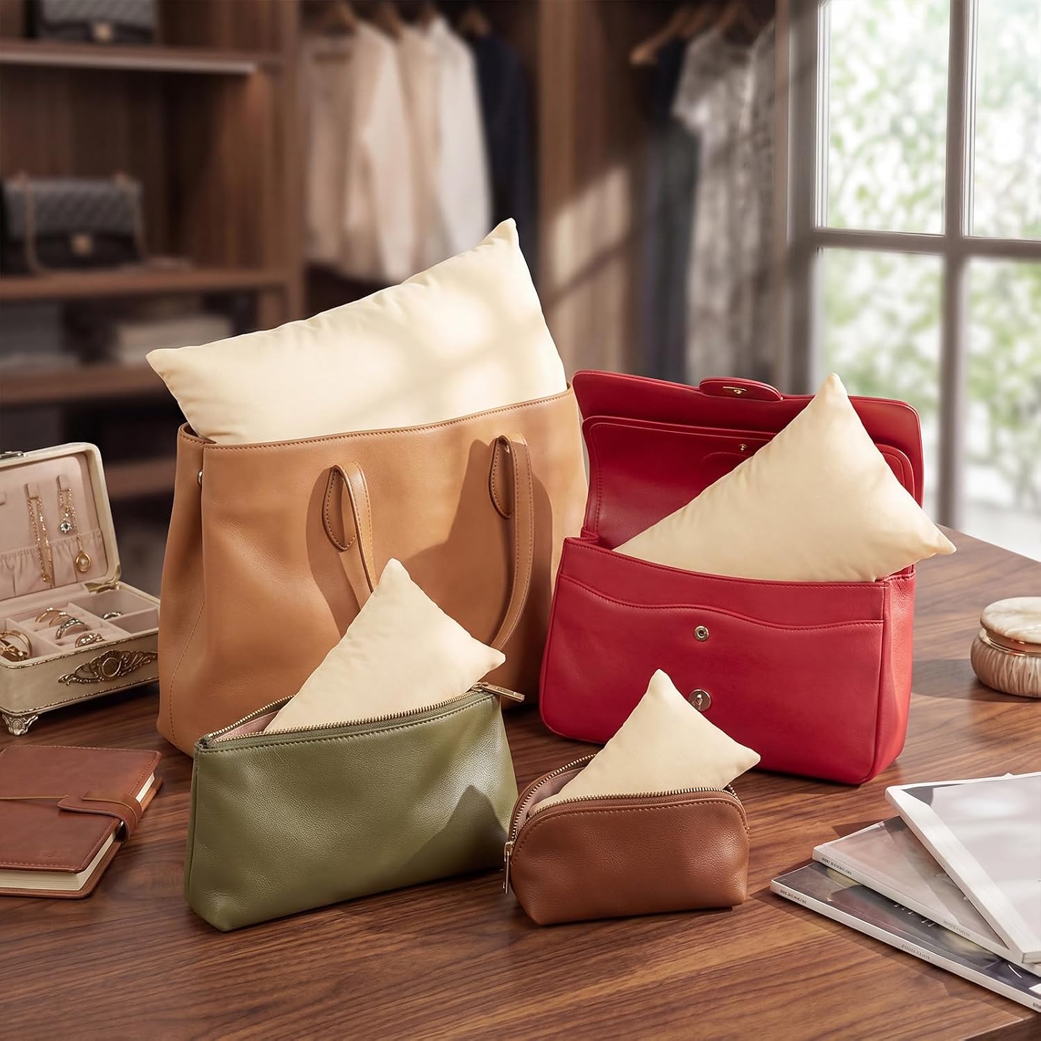 Xuhal 8 Pcs Purse Insert Pillows to Keep Shape in 4 Size, White