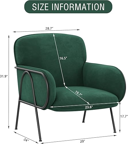 Miniatura 2 de Juego de 2 sillas decorativas de terciopelo, sillón moderno con patas de metal, silla de lectura tapizada, cómoda silla de descanso para sala de