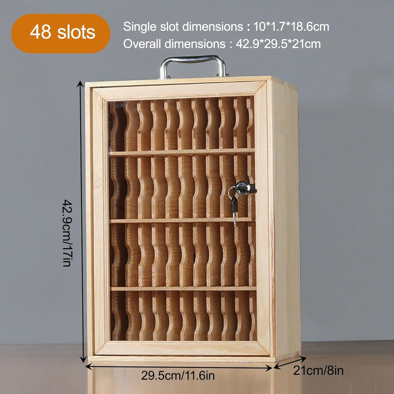 Phone Locker Box Wall Mount Phone Box with Security Lock, Humanized Handle Designcell Phone Box for Classroom Office Gym Exam Storage(29.5 * 21 * 42.9cm/11.6 * 8 * 17in)