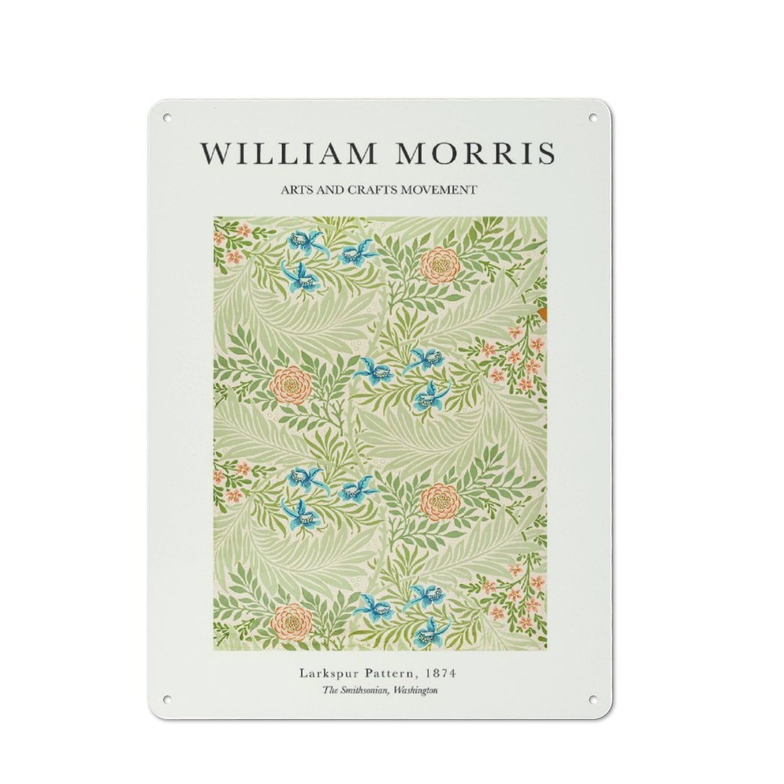 Junmoney Style-18 Metal Wall Sign 40X30cm Featuring William Morris Leaf For Café Or Home Bar, A Decorative Gift For A Newly Furnished Café And Home Bar