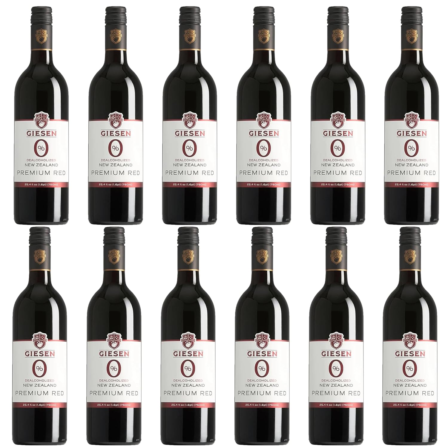 Giesen Non-Alcoholic Premium Merlot Cabernet Franc Red Blend - Premium Dealcoholized Red Wine from New Zealand | 12 PACK