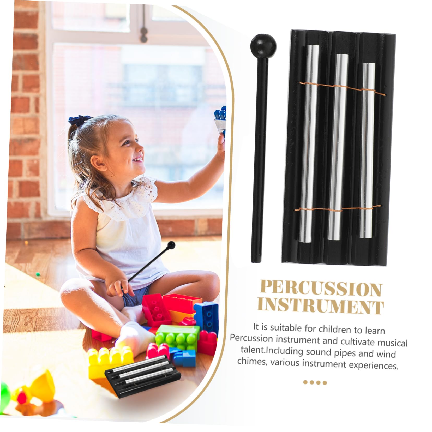 SUPVOX Chime for Meditation Wooden Musical Percussion Metal Tube Wind Chime Mallet