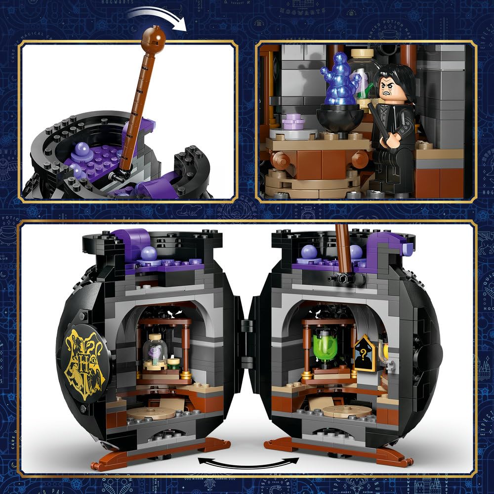 LEGO Harry Potter Kociołek: Sekretna sala zajęć z eliksirów 76464 | Kociołek do zbudowania, zabawka konstrukcyjna, prezent dla fana Harry’ego Pottera 10+, klocki dla dzieci, 652 elementy