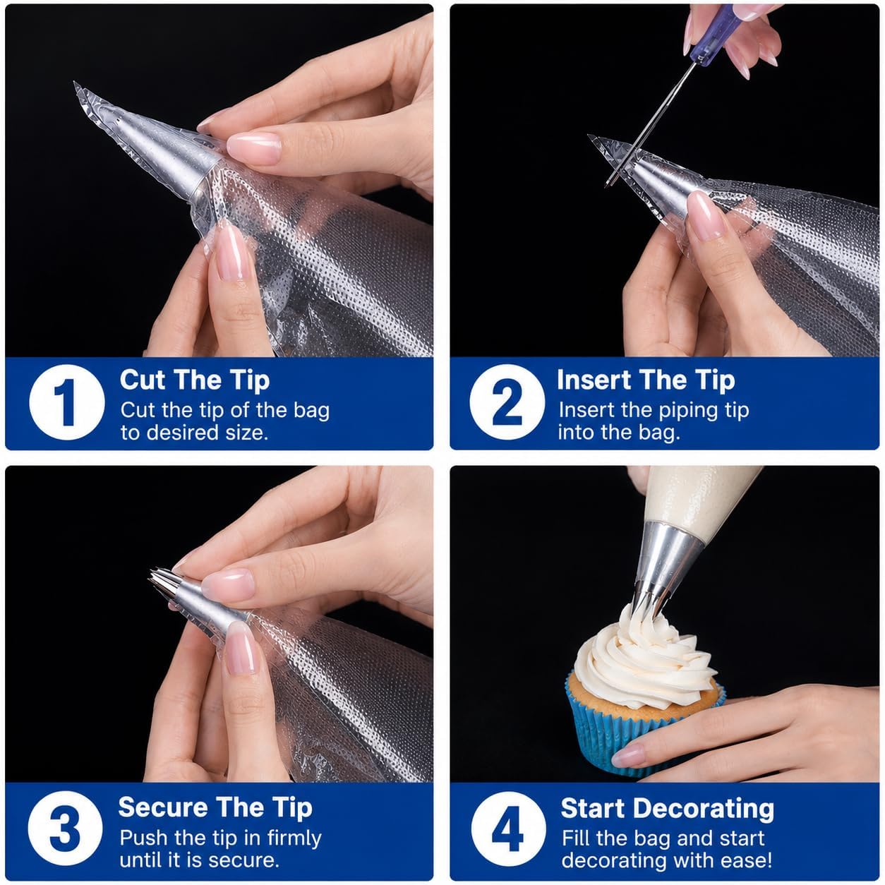 Piping Bags for Cake, 100pcs Disposable Pastry Bags Icing Piping Bags for Cupcake Cookies, Good for Decorating Cakes