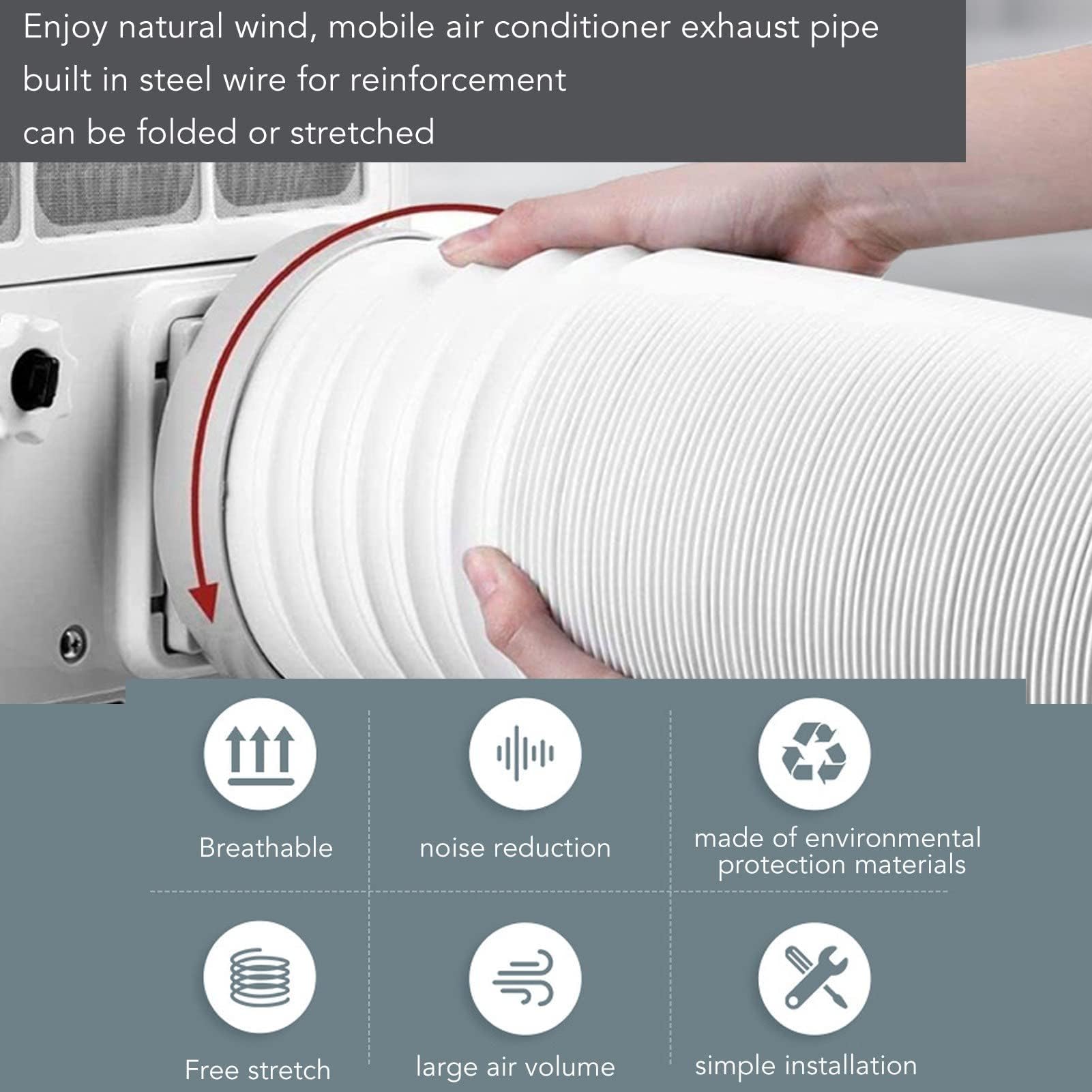 Manguera de Escape de Aire Acondicionado de 3 Metros, Plegable y Estirable, Alambre de Acero PP, Duradera y Portátil, Reemplaza la Manguera Vieja, Fácil Instalación (150 mm de