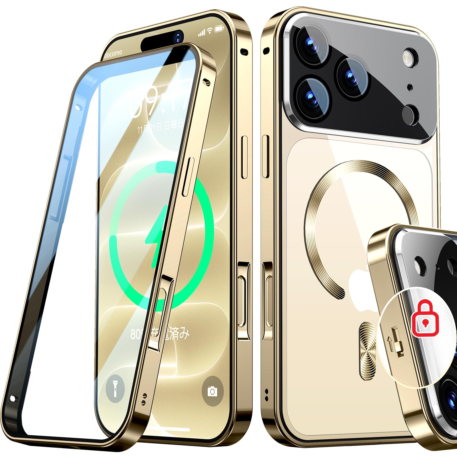 【新次元の一体型レンズ・メカニカルロック】iPhone 18 Pro 用 ケース [360°全面保護・両面強化ガラス]