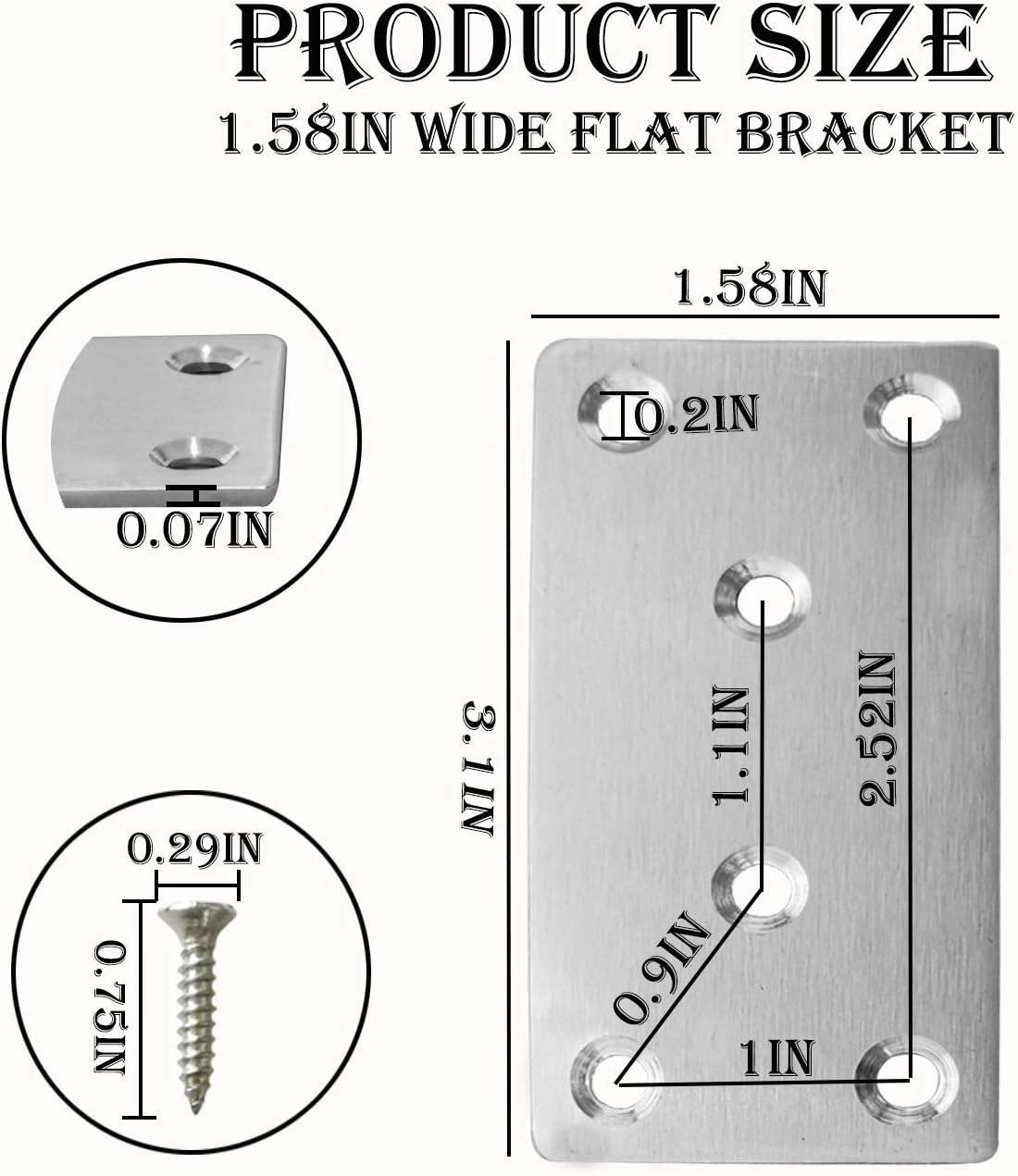 24Pack Mending Plate with Screws, 3.12” Stainless Steel Flat Brace, Heavy Duty Flat Straight Brackets Metal Mending Plate for Wood Shelves Bed Table Chest Box Furniture : Industrial & Scientific