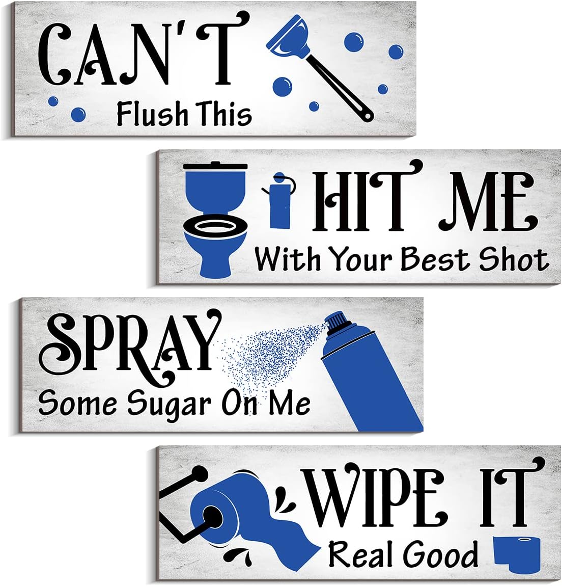 Amazon.com: Bathroom Wall Decor 4 Pieces Funny Bathroom Rules Signs ...