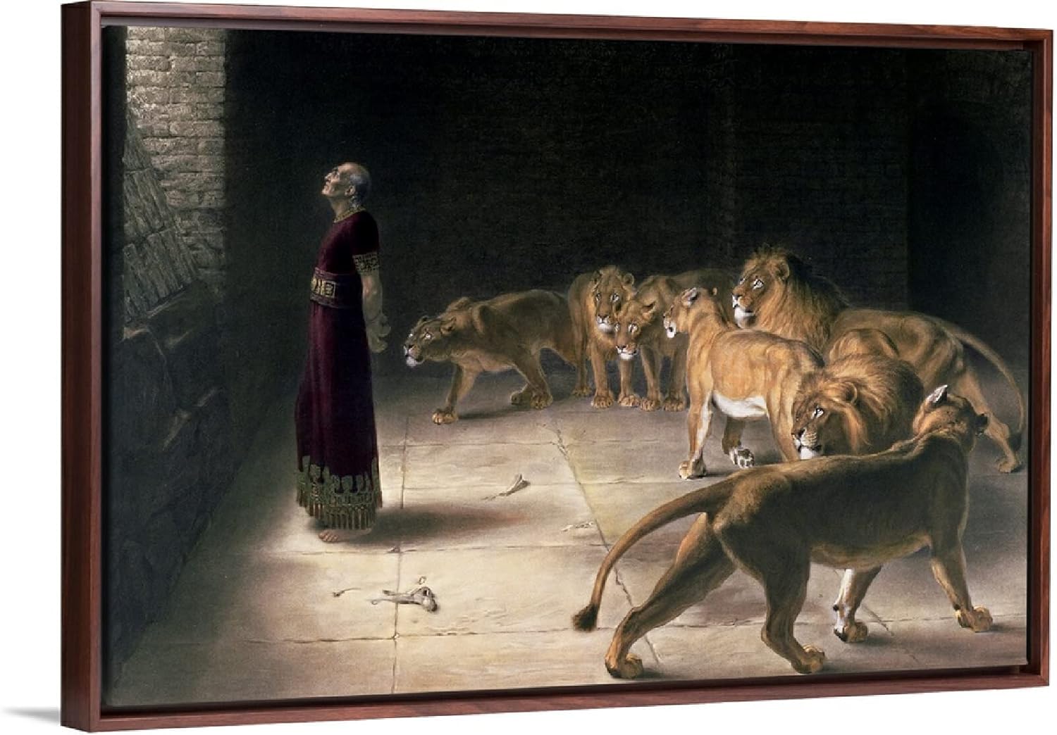 SYSMYXGS Easy Paint by Numbers Kits for Adults Beginner DIY Acrylic Painting with Paints Brushes on Oil CanvasHome Decor Gifts — Daniel in The Lions Den Mezzotint by Briton Riviere