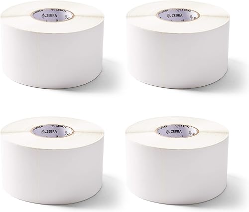 Miniatura 1 de Zebra 10031660SP - Etiquetas adhesivas adhesivas permanentes de polipropileno para transferencia térmica, 4 unidades, 4 rollos