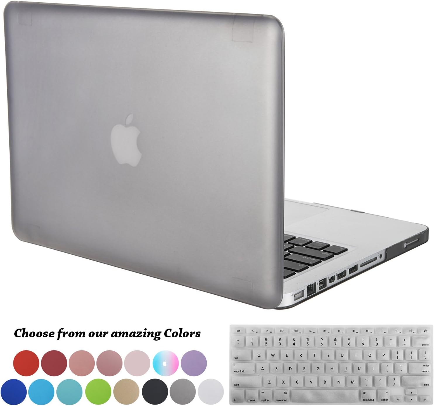MacBook Pro 13 Case,TECOOL Hard Plastic Shell with Keyboard Cover for Old MacBook Pro 13.3 inch with CD-ROM Model:A1278 (Grey)