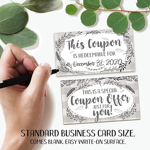 Miniatura 5 de Botanicals - Juego de 50 tarjetas de cupón - Vales en blanco para tarjetas de regalo - Ideal para suministros de pequeñas empresas, regalo para