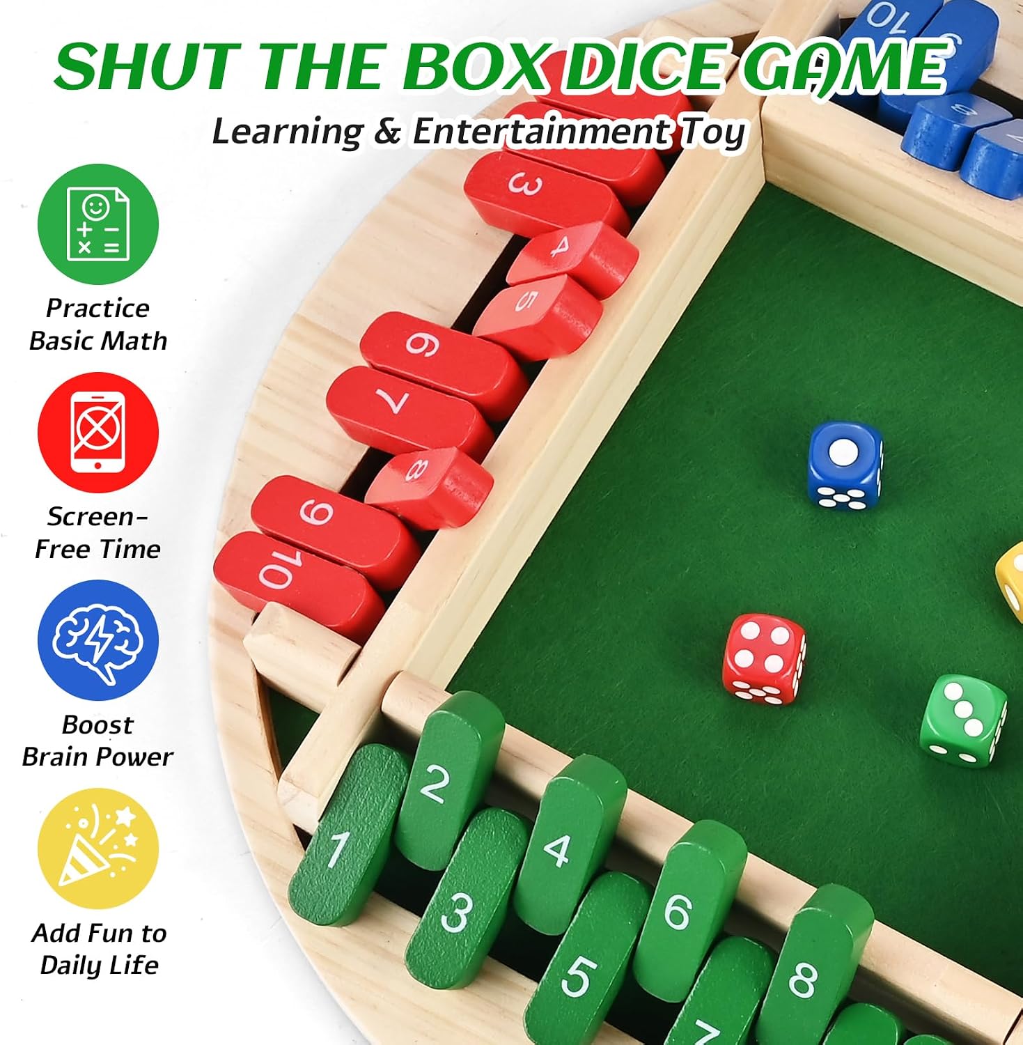 Shut The Box Game, 2-4 Player Shut The Box Dice Game image 4