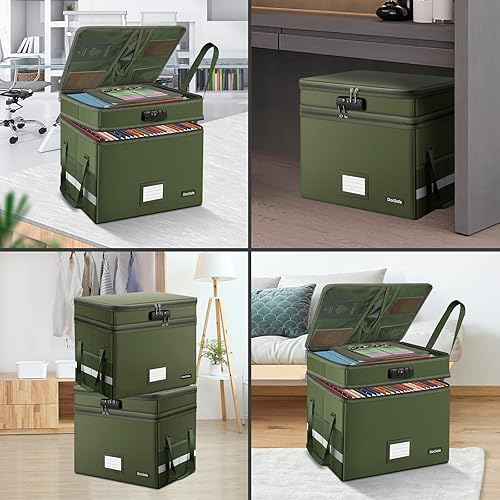 Miniatura 2 de DocSafe Caja de archivos con cerradura, caja de documentos ignífuga de varias capas, organizador de almacenamiento de archivos plegable con