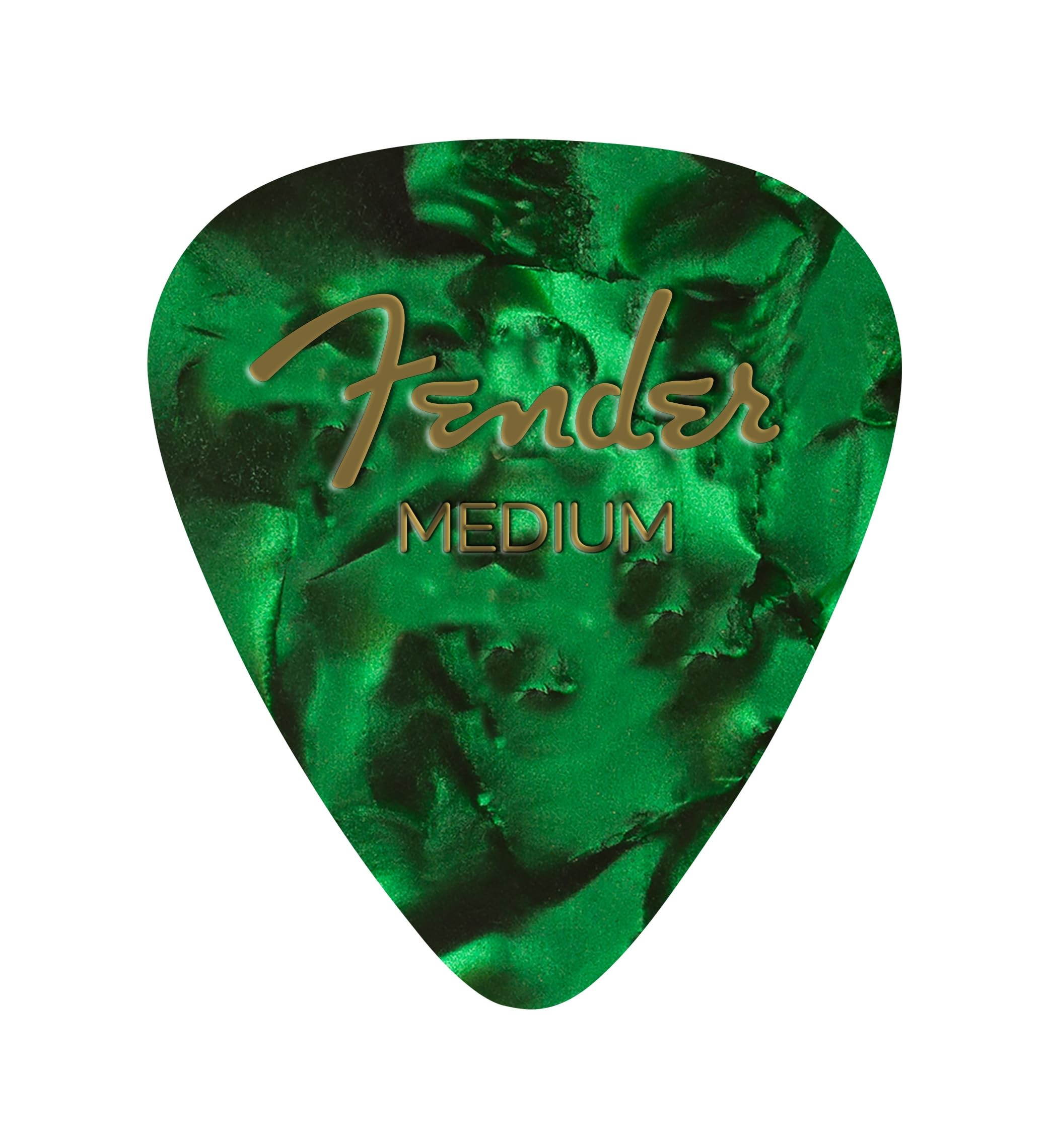 Fender Premium Celluloid Guitar Picks 351 Shape, Guitar Accessories, Green Moto, Medium, 12-Pack
